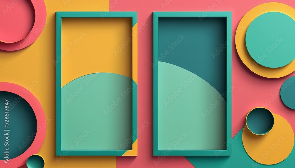 Poster modern vector illustration: retro colored background objects