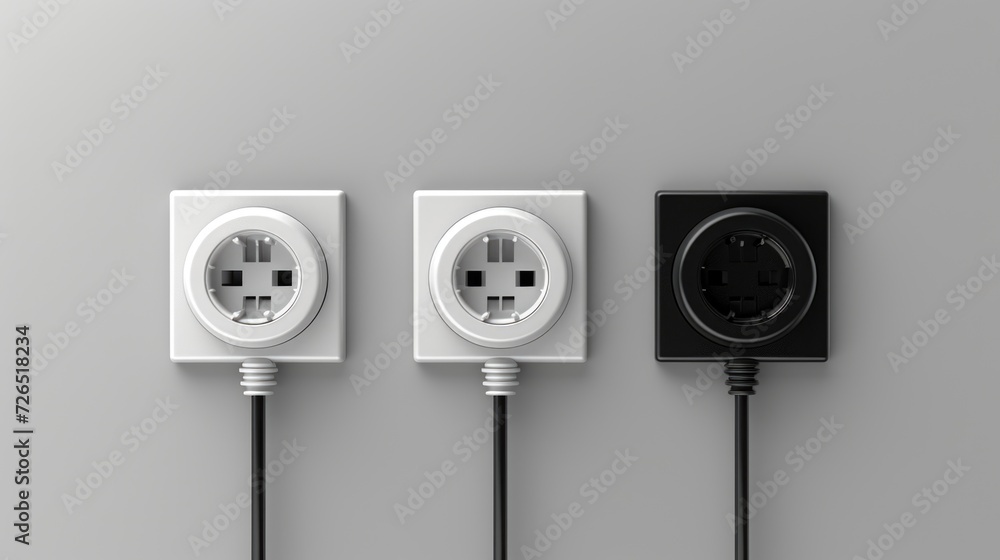 Poster two plugs sitting side by side. can be used to depict electrical connections or the need for power