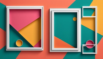Vector Art: Vintage Poster with Overlapping Rectangular Frames