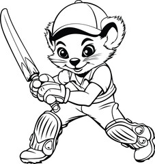 Cricket Mascot Character. Vector illustration ready for vinyl cutting.