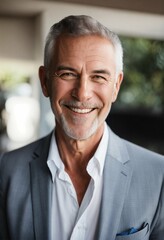 portrait of businessman Australian Smiling well-groomed rich gentleman over 50 years old
