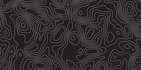 Abstract design with Seamless pattern with lines Topographic map. geographic mountain relief. Retro topographic map. geographic contour map paper texture. terrain path isolated on a black background. 