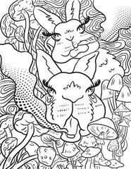 Hand drawn easter stoner coloring page. Unique coloring for adult. Easter coloring page 