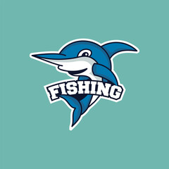 Fishing logo design template illustration . Sport fishing Logo