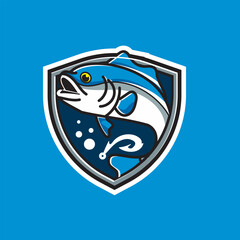 Fishing logo design template illustration . Sport fishing Logo