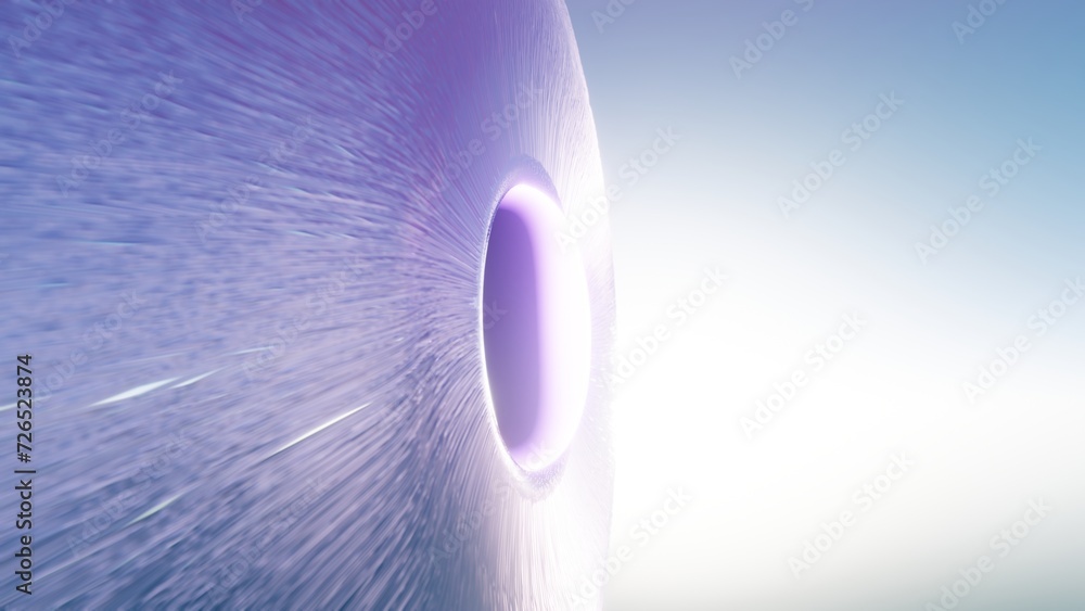 Fototapete a digital rendering of an abstract lens, where fluid lines and transparent layers converge to create