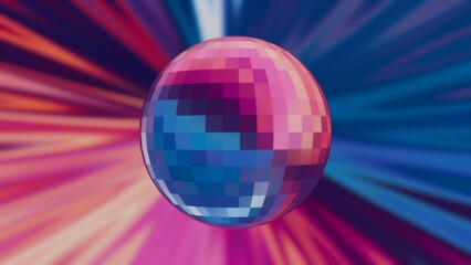 3D disco ball loop animation on a black background, featuring dazzling colors for a captivating visual effect.