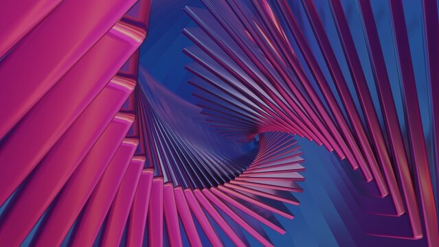 Beautiful abstract colorful swirl background with shiny, dynamic starburst rings, in a 3D rendered loop video for design..