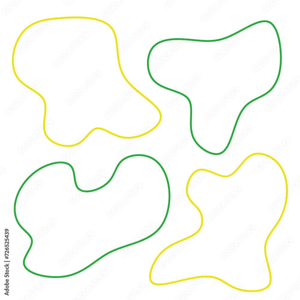 Poster yellow green set of line fluid shape template transparent background design, abstract fluid element 
