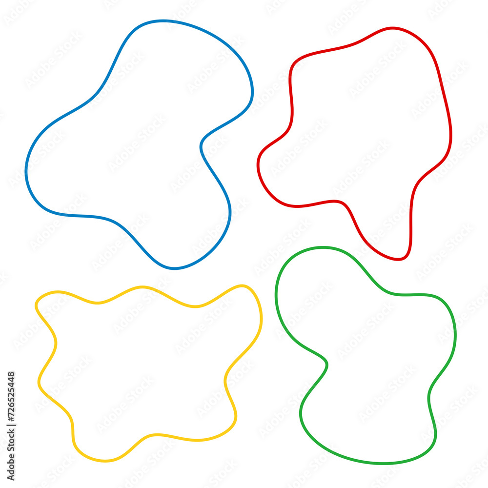 Poster set of line fluid shape template transparent multicolour design, abstract fluid element colorful liq