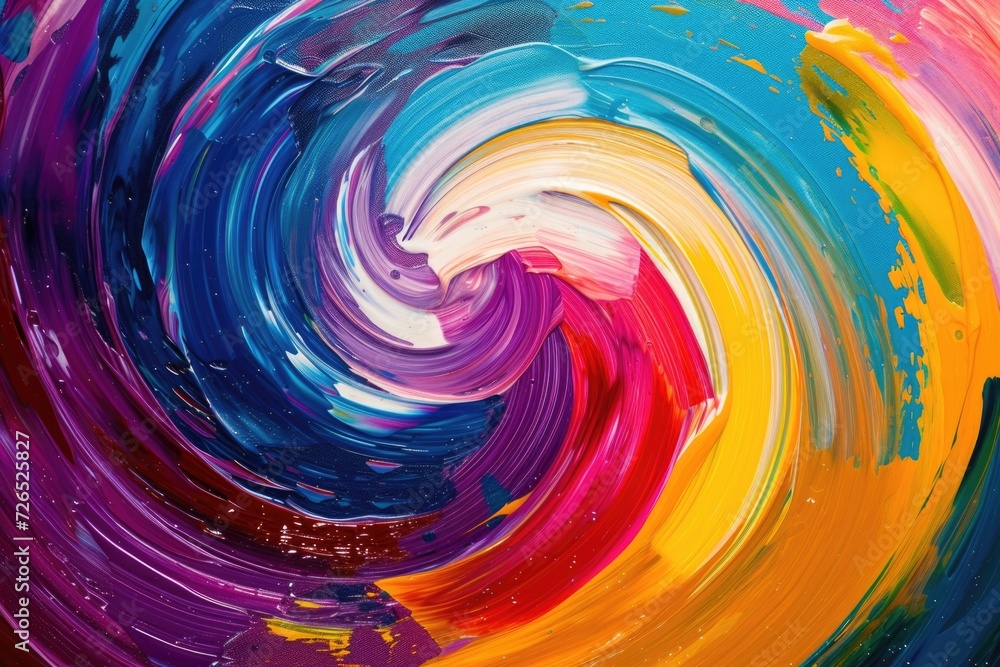 Poster A vibrant and dynamic painting capturing a swirl of colorful paint. Perfect for adding a pop of color and energy to any project or design