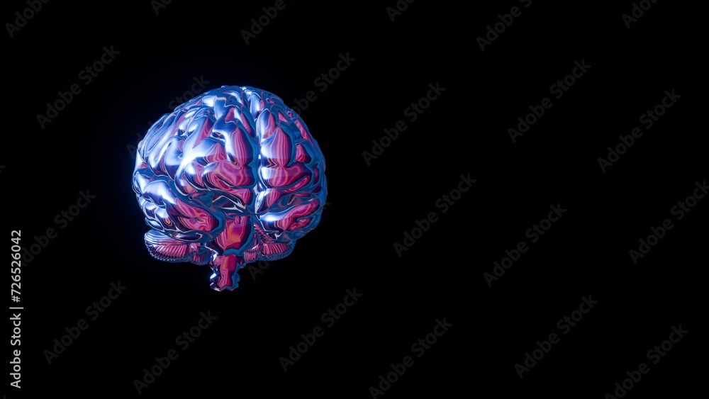 Poster 3D holographic brain with various colors and an intriguing image, creating a captivating and dynamic visual representation.