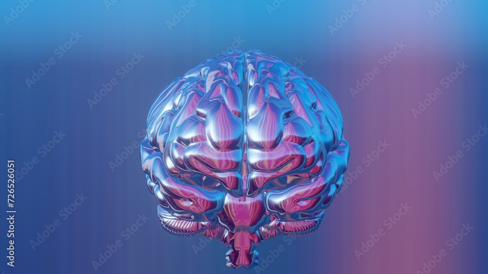 Poster 3D holographic brain with various colors and an intriguing image, creating a captivating and dynamic visual representation.