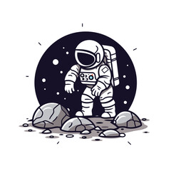 Astronaut in the space. Vector illustration on a white background.