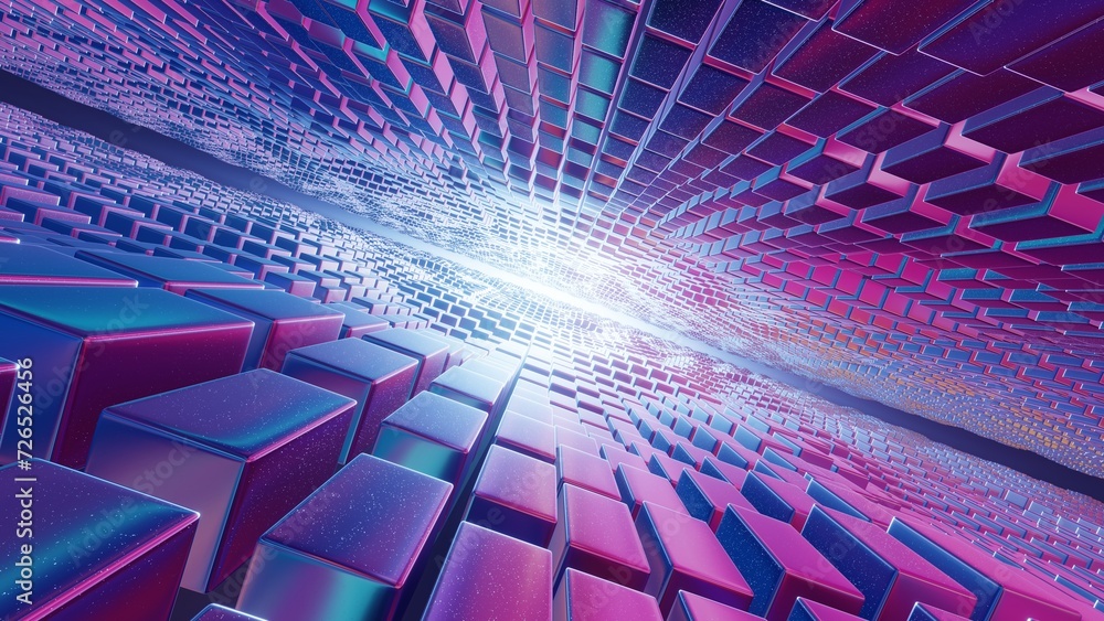 Poster 3D abstract sci-fi of a galaxy cube, combining cosmic imagery with futuristic design in a mesmerizing sequence.