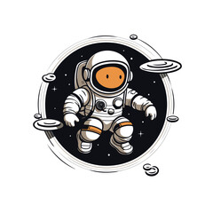 Astronaut in space. Vector illustration of a spaceman in outer space.