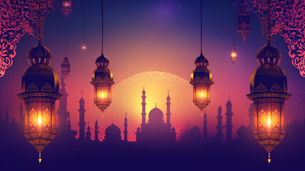 An image for a wall banner with a Ramadan theme