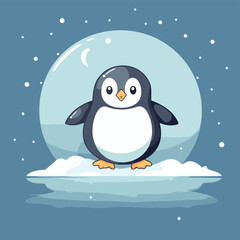 Cute penguin on the snow. vector illustration. eps10