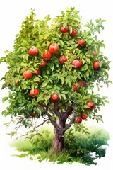 A Drawing of a Tree With Apples