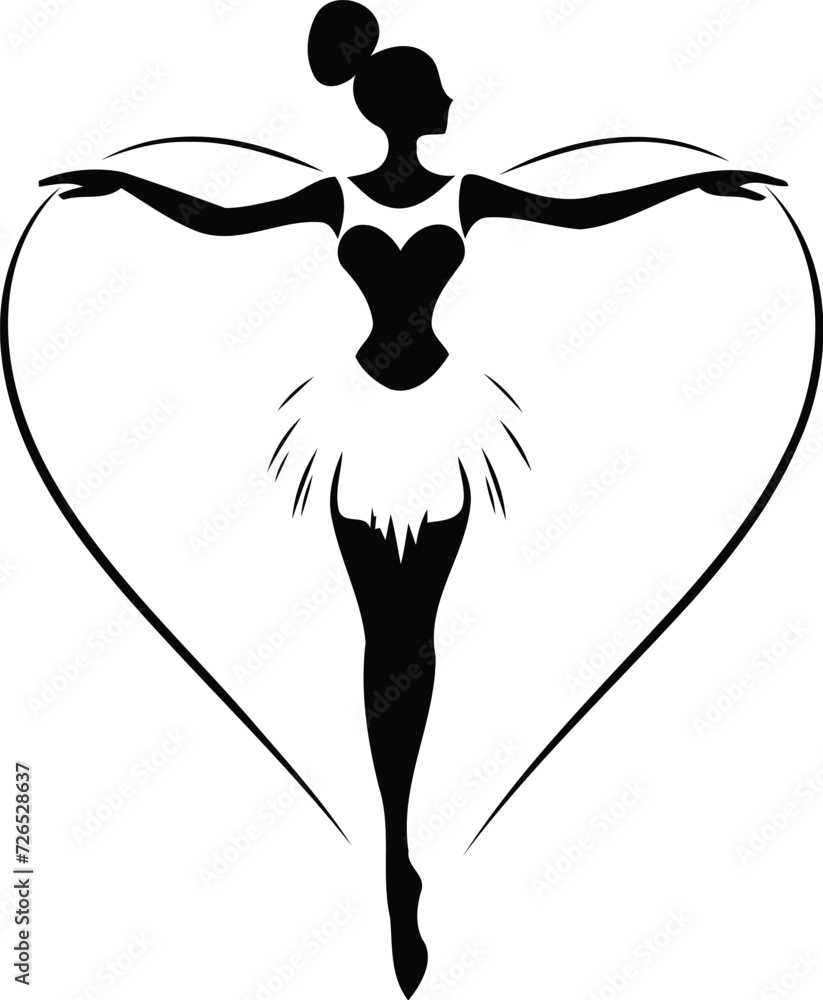 Sticker ballet ballerina silhouette isolated on white background. vector illustration.