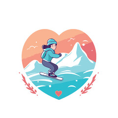 Snowboarder in the form of a heart. Vector illustration.