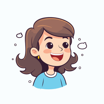 Cute little girl cartoon character. Vector illustration in a flat style.