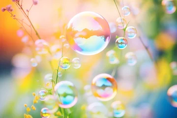 Deurstickers vibrant rainbow hue of a soap bubble © primopiano