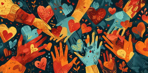 Hands of Love: Symbolic Illustration of Care and Assistance in a Humanitarian Community