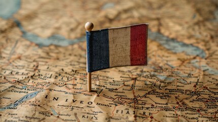 The French Flag on the Global Map. - obrazy, fototapety, plakaty