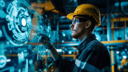 Operator in Industry 4.0: the art of managing high-tech systems. Explore the role of operators in the new era of industry, where virtual and physical worlds merge - obrazy, fototapety, plakaty