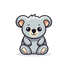 Cute koala cartoon character on white background. Vector illustration.