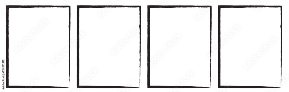 Poster grunge square and rectangle frames. ink empty black boxes set. rectangle borders collections. rubber