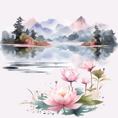 Ink Landscape Painting Chinese Style Mountain Peak Background