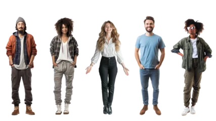 Foto op Canvas Collection, a bundle of diverse young people isolated on transparent white background © Photocreo Bednarek