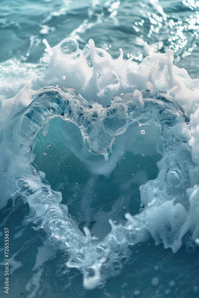 Poster A detailed view of a wave in the ocean. Perfect for use in nature-themed designs and beach-related projects