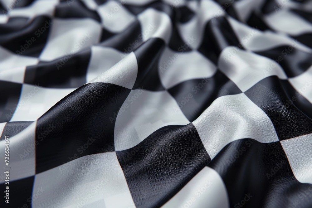 Poster A close-up view of a black and white checkered fabric. This versatile image can be used in various design projects