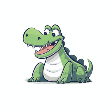 Cute cartoon crocodile isolated on white background. Vector illustration.