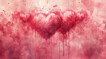 Lovely Valentine's Day Heart: Red Symbol of Romance and Passion, Illustration in Pink and White Watercolor