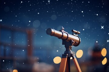 telescope against a backdrop of constellations