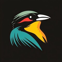 wild bird head design logo with a minimalistic and vector-style aesthetic
