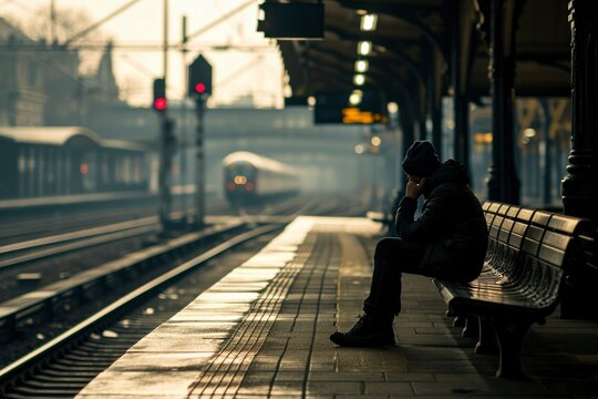 A man missed his train at the station. People in the station