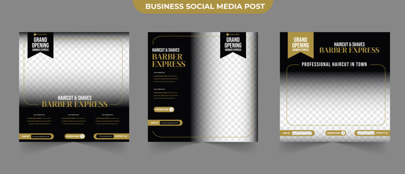 Set Of Social Media Post Banner Ads Poster Flyer For Barbershop Haircut Salon Needs Design Template