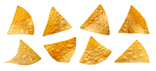 Tortilla chips isolated on transparent or white background background, png