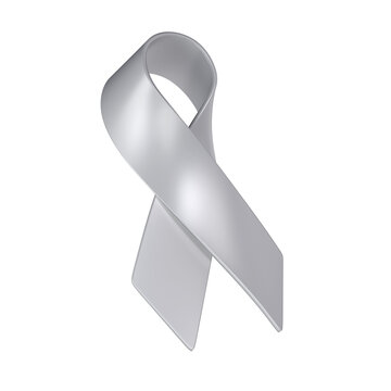 Brain Cancer 3d grey ribbon sign transparent. Awareness Month Symbol Closeup, May. World Brain Cancer Day Concept