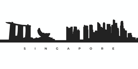 Singapore city skyline silhouette illustration - obrazy, fototapety, plakaty
