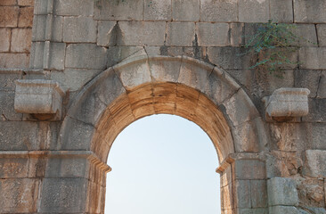 Ancient historical arch ruins in the ancient City in Turkey