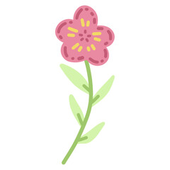 Minimalistic Illustration of a pastel pink flower doodle sketch, isolated on white