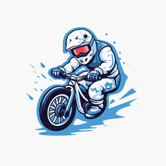 Mountain biker. Vector illustration of a motocross rider on a motorcycle.