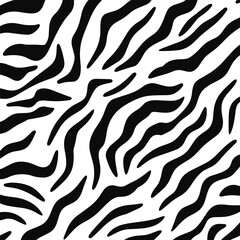 Trendy zebra skin pattern background vector. Black and White Line Wave Abstract Background.