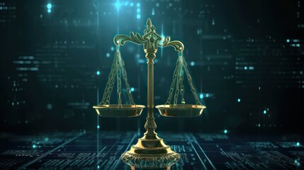 an scales with an image of the balance of justice, - obrazy, fototapety, plakaty